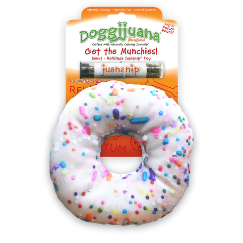 Doggijuana Get The Munchies! Donut Dog Toy with Refillable Juananip