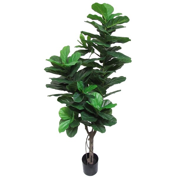 6ft Real Touch Artificial Fiddle Leaf Fig Tree Plant in Black Pot