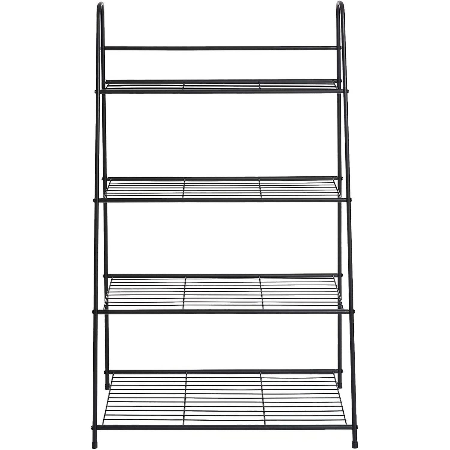 4 Tier Metal Plant Stand， Ladder-shaped Storage Rack Stand Shelf，shoe Organizer， Utility Storage For Indoor Outdoor Use， Black