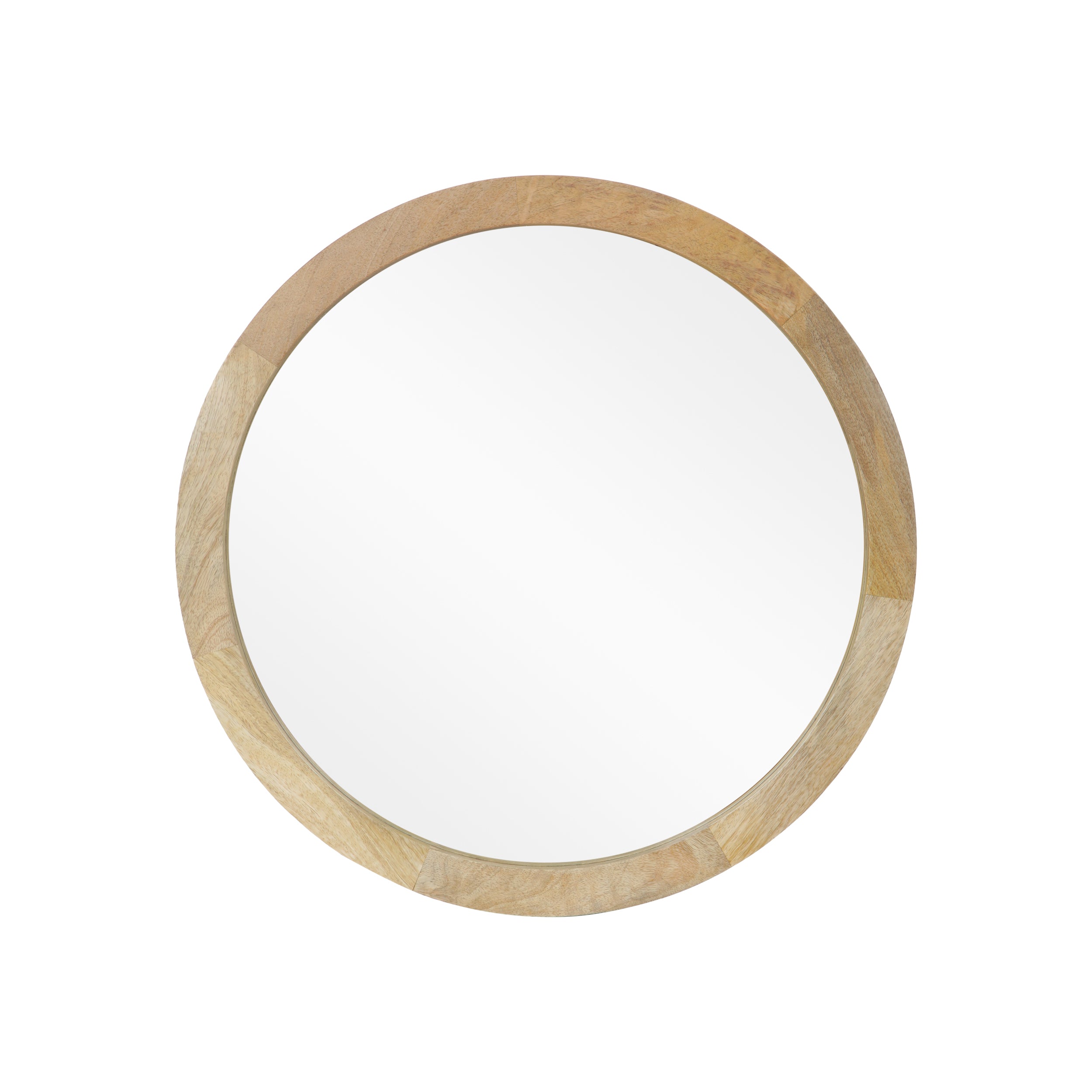 Heather Modern Round Mirror with Mango Wood Frame