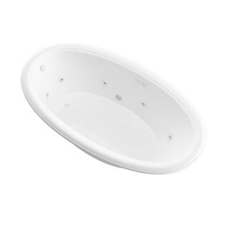 Universal Tubs Topaz 60 in. Oval Drop-in Whirlpool Bath Tub in White HD3660PWR