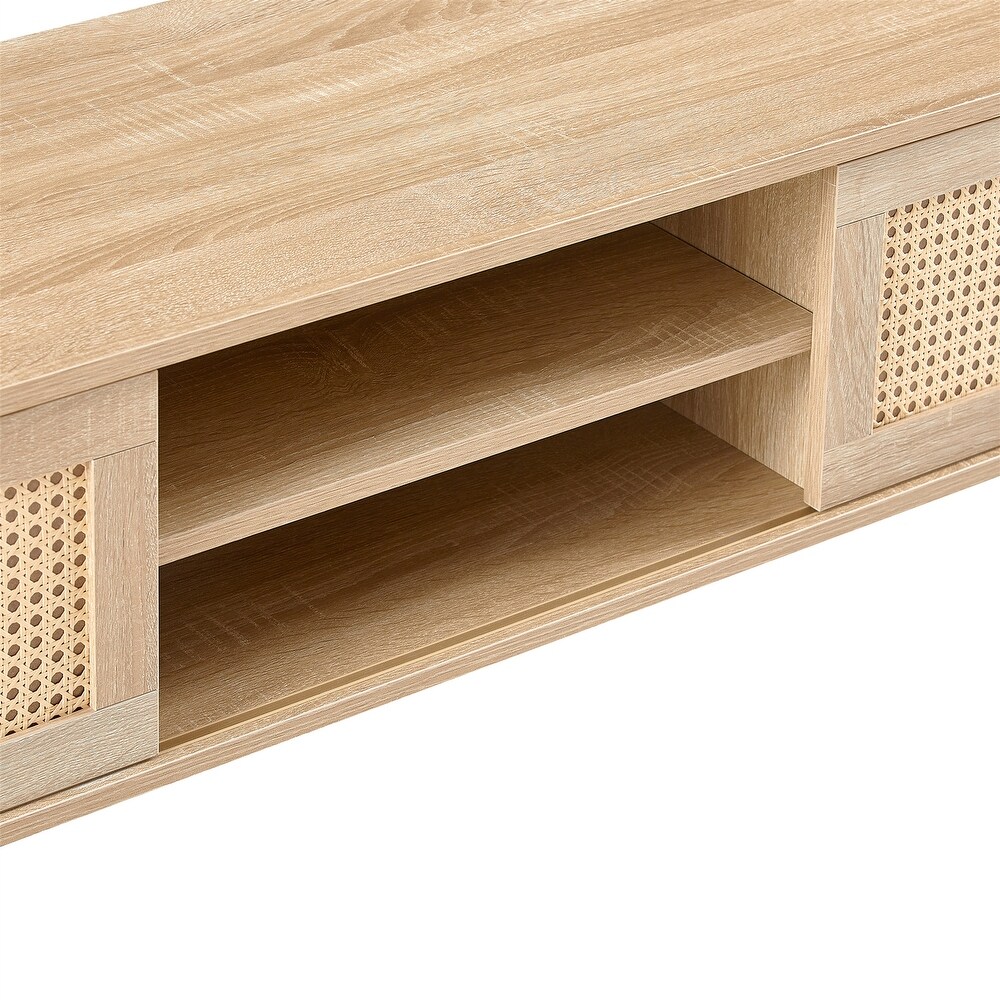 TV Console cabinet With Double Sliding Doors And Adjustable Shelf