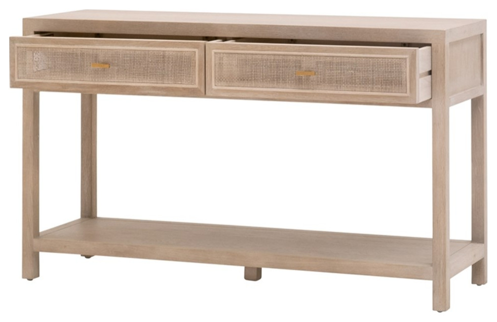 Star International Furniture Bella Antique Cane Wood Entry Console in Smoke Gray   Tropical   Console Tables   by Homesquare  Houzz