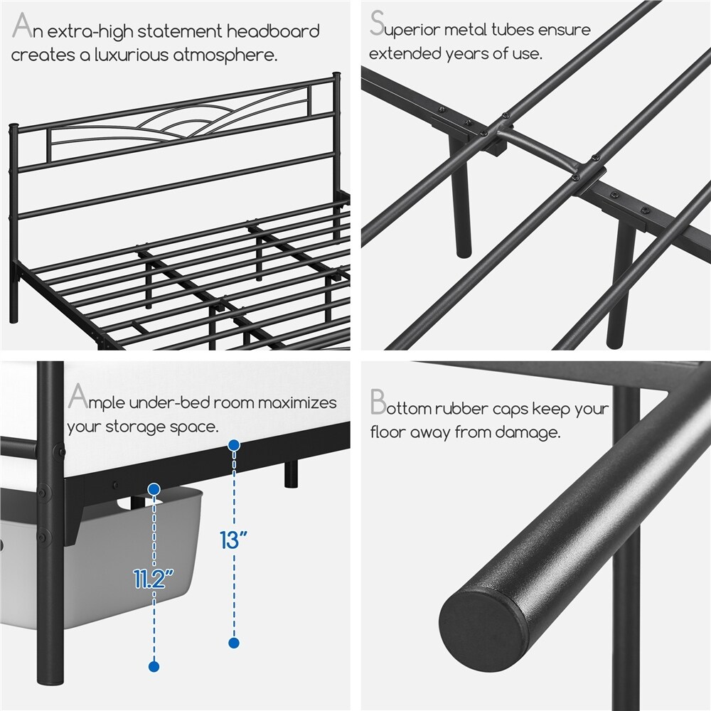 Yaheetech Metal Platform Bed Frame with Underbed Storage Bed Frame with Cloud inspired Design Headboard