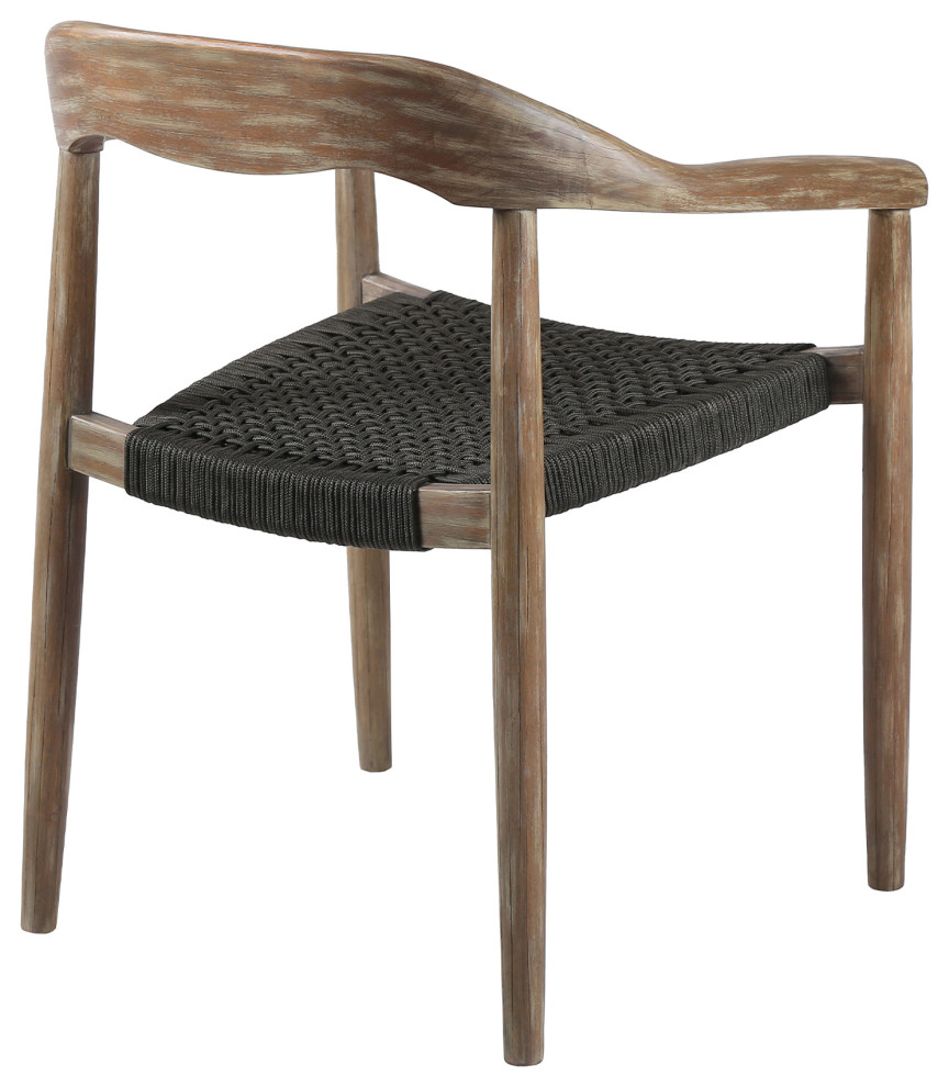 Benzara BM245728 S/2 Dining Chair  Top Curved Panel Back and Woven Seat  Brown   Midcentury   Dining Chairs   by Uber Bazaar  Houzz