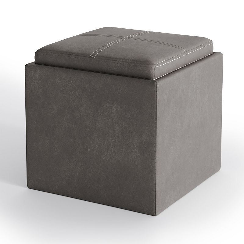 Simpli Home Rockwood Square Cube Storage Ottoman