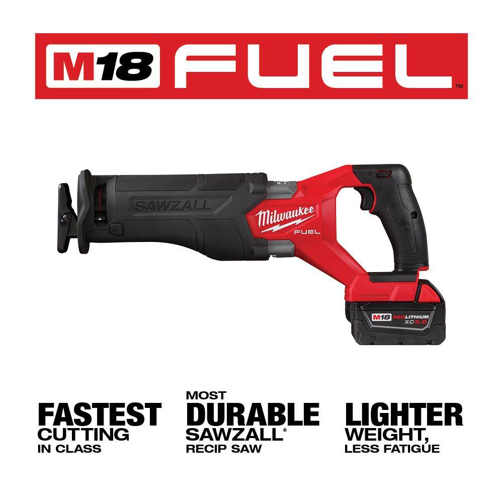 MW M18 FUEL 18V Lithium-Ion Brushless Cordless SAWZALL Reciprocating Saw Kit WM18 FUEL Grinder 2821-21-2880-20