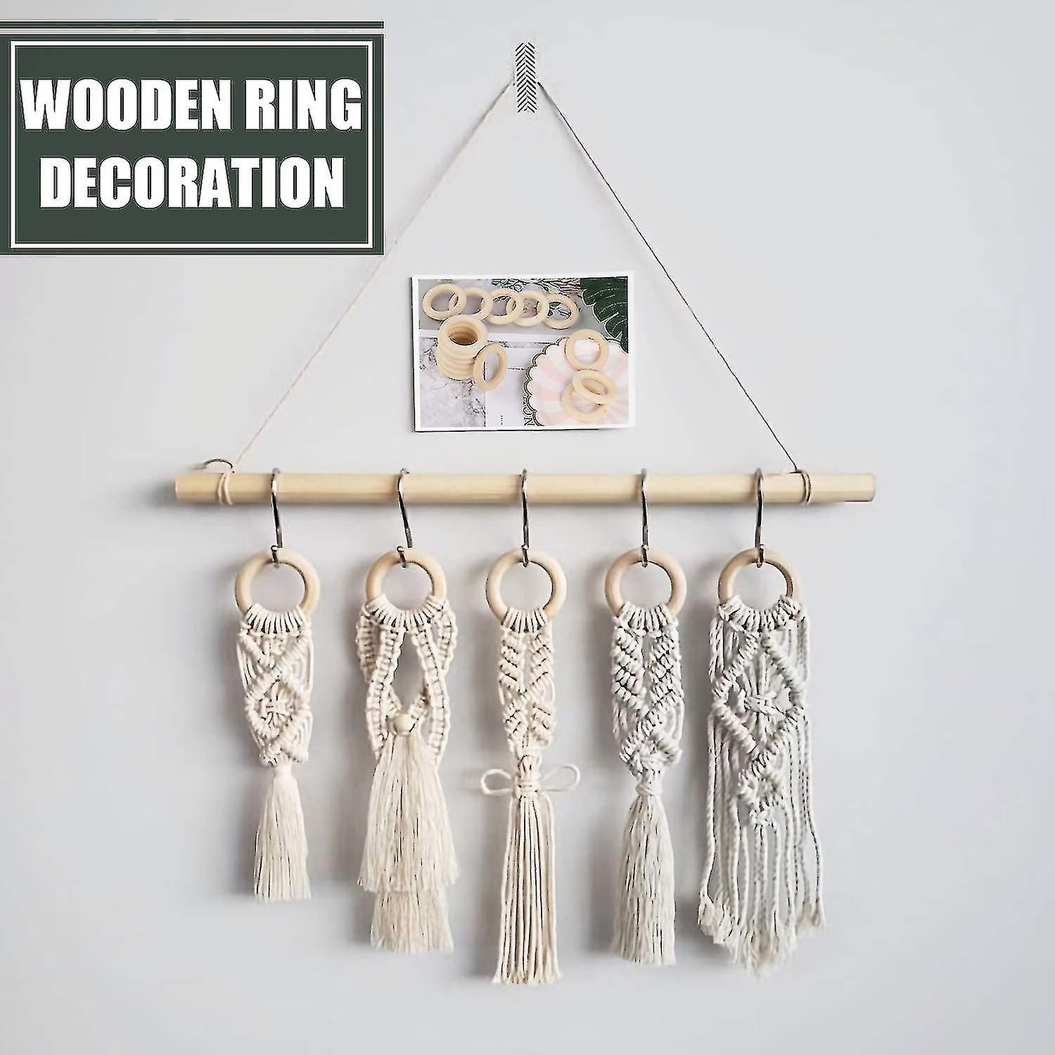 15 Pcs Wooden Rings， Macrame Wooden Rings For Diy Craft Pendant Connectors Jewelry Making (55 Mm)