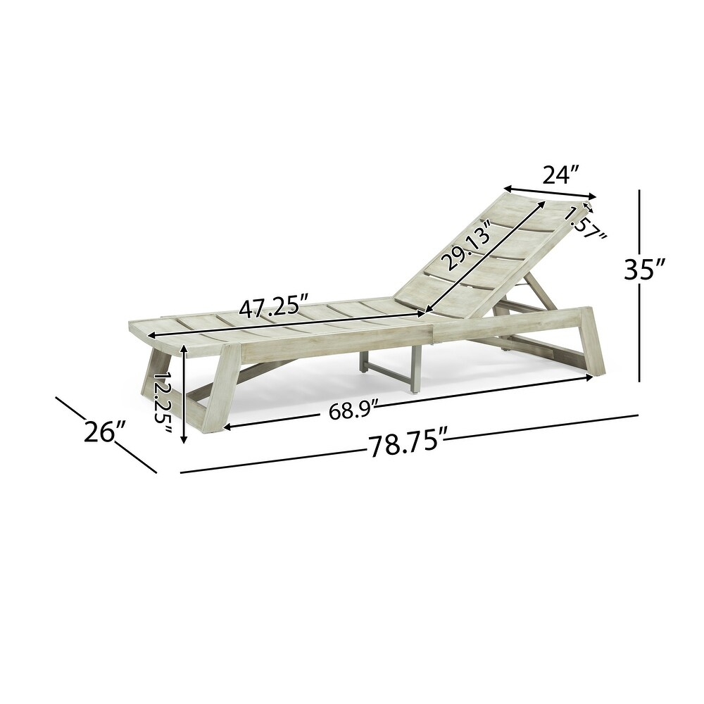 Maki Outdoor Acacia Wood Chaise Lounge (Set of 4) by Christopher Knight Home