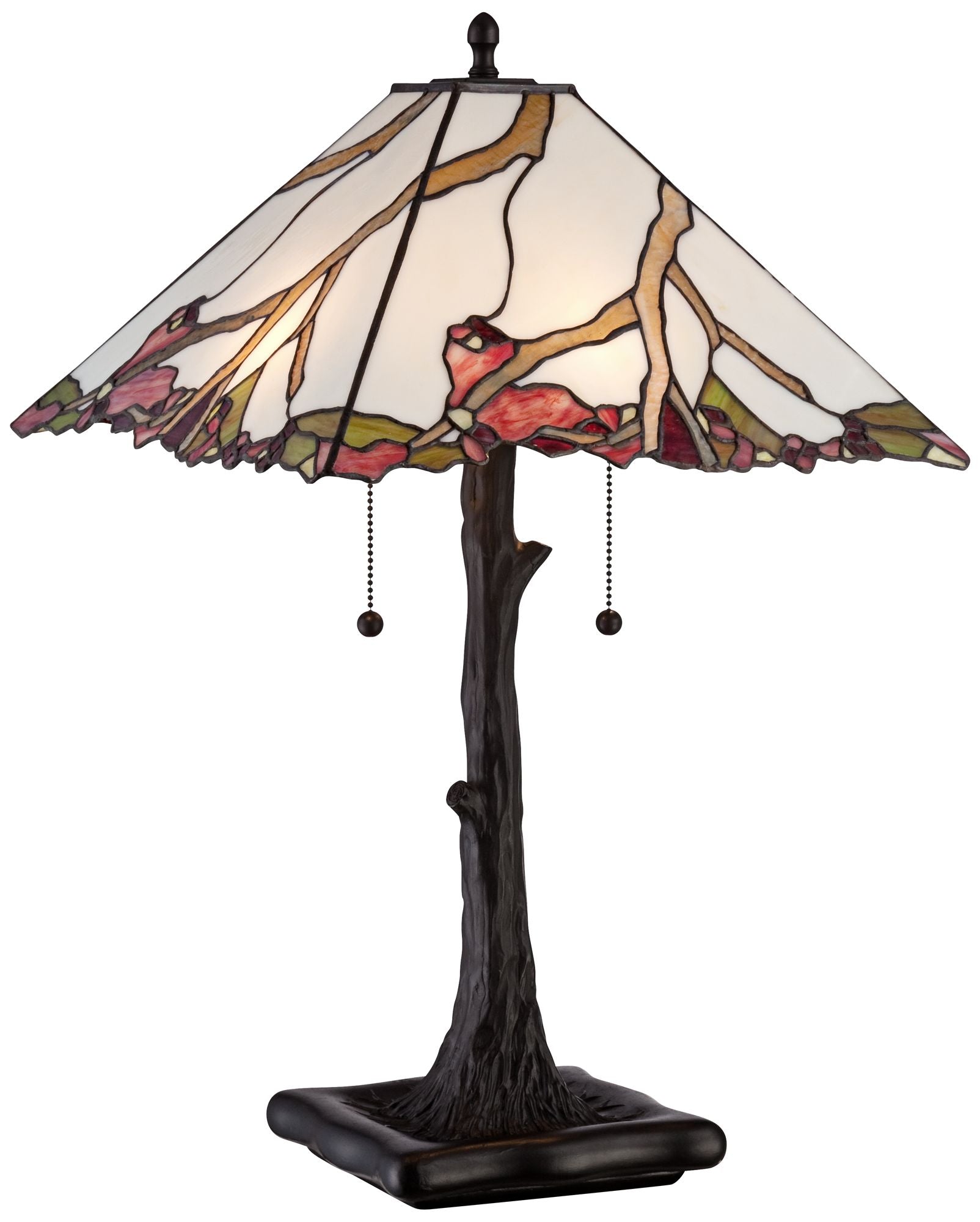 Robert Louis Tiffany Table Lamp 26" High Dark Bronze Cherry Blossom Stained Glass Shade for Living Room Family Bedroom Bedside Nightstand