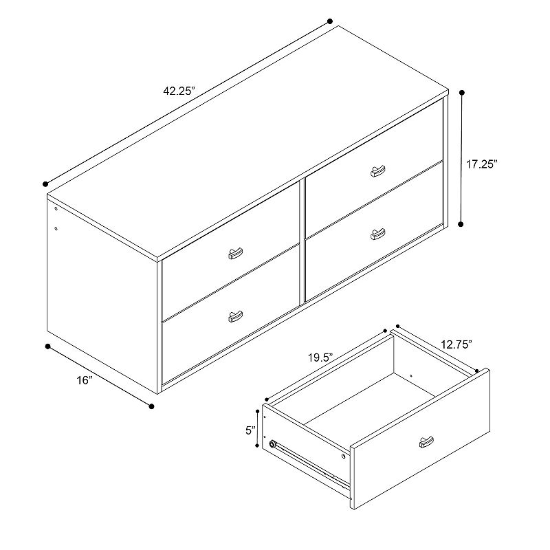 Prepac Floating Dresser and Nightstand Table 2-piece Set