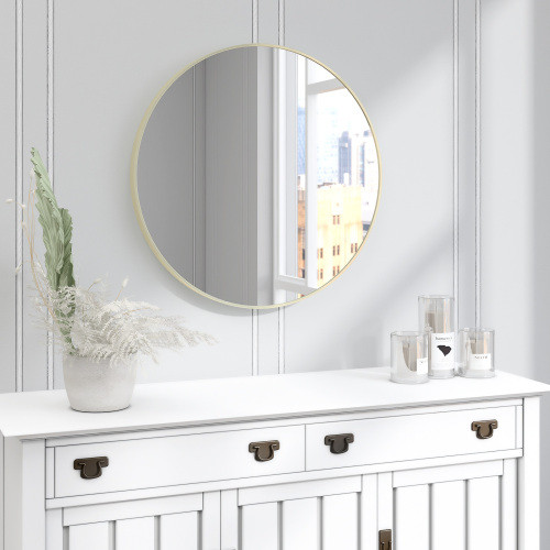 Matte Gold Wall Mirror 20 Round Mirror Metal Fram...