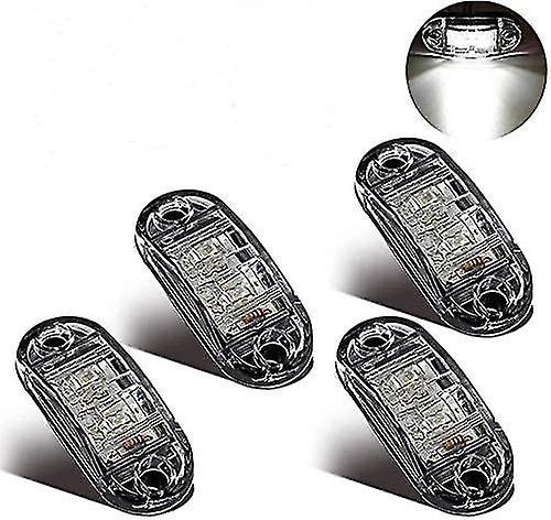 Led Side Marker Lights For 12v 24v Universal Trailer Truck Lorry Caravan Bus (4pcs White)