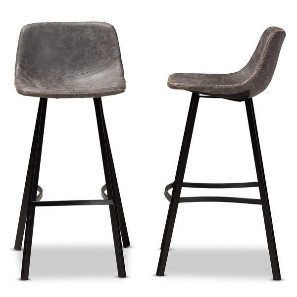 Carbon Loft Abbas Rustic Industrial Upholstered 2-piece Bar Stool Set