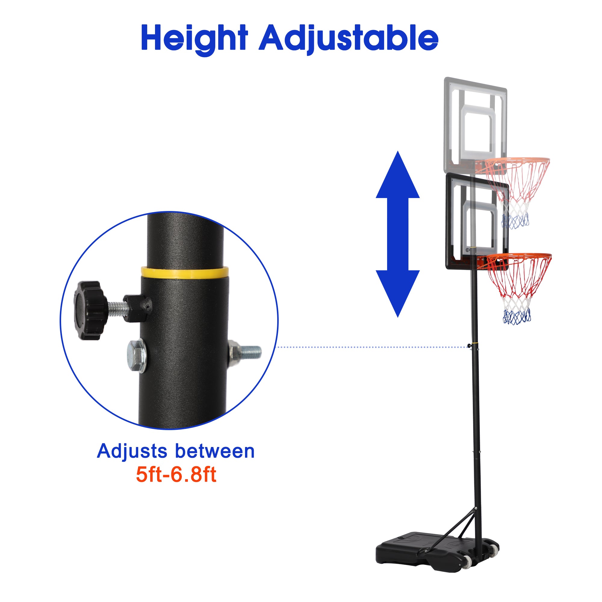 Karmas Product Portable Basketball Hoop for Kids and Family Indoor and Outdoor Goal System 32 In. Backboard Basketball Stand with Wheels