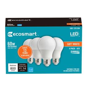 EcoSmart 60-Watt Equivalent A19 Dimmable Energy Star LED Light Bulb Soft White (16-Pack) B7A19A60WESD14