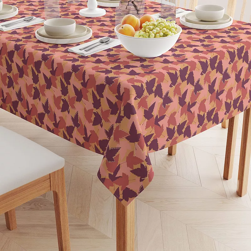 Square Tablecloth， 100% Cotton， 52x52， Fall Season Maple Leaves