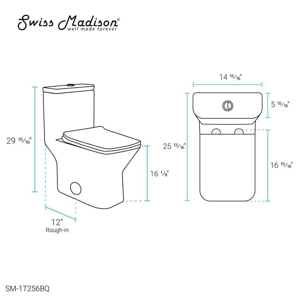 Swiss Madison Carre 1piece 1116 GPF Dual Flush Square Toilet in Bisque Seat Included