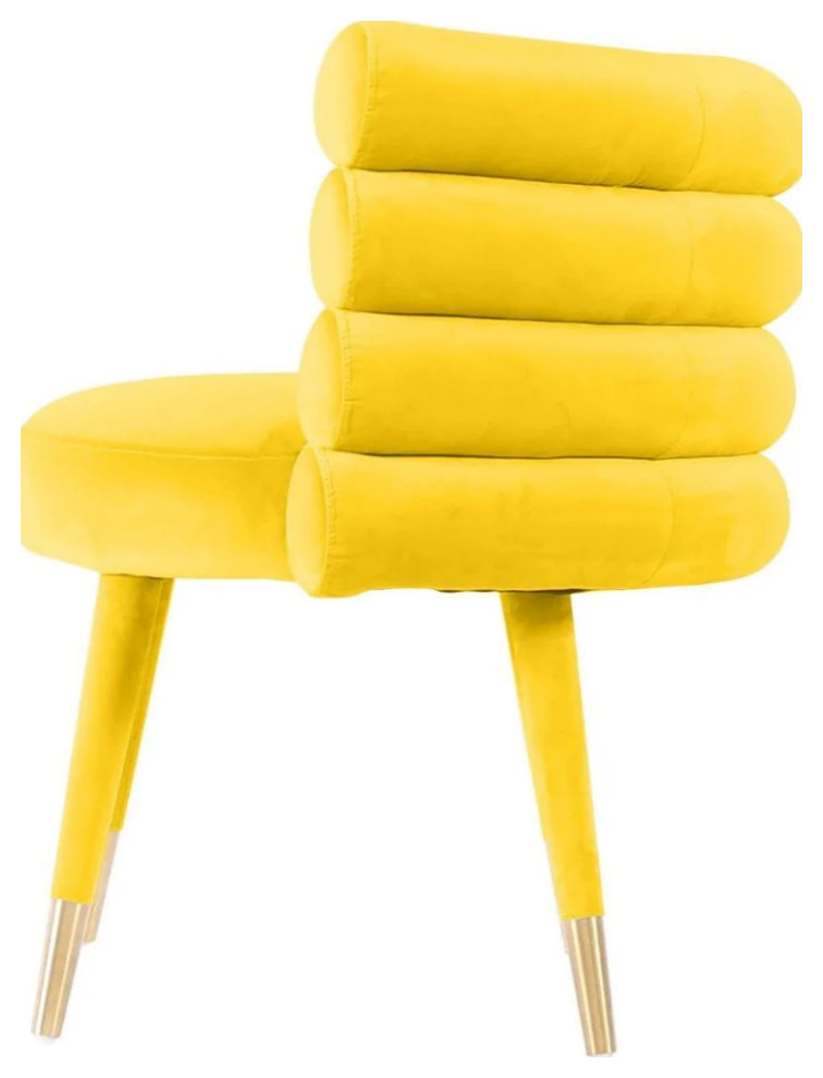 Hurley Modern Yellow  ampGold Velvet Accent Chair   Midcentury   Armchairs And Accent Chairs   by V.S.D Furniture  Houzz