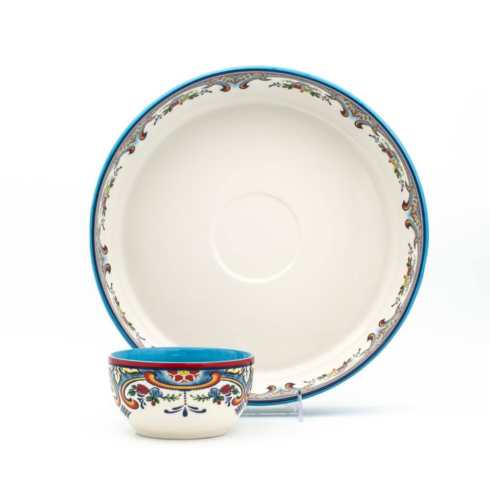 Euro Ceramica 13in Zanzibar 2-Piece Multicolor Ceramic Chip and Dip YS-ZB-1018