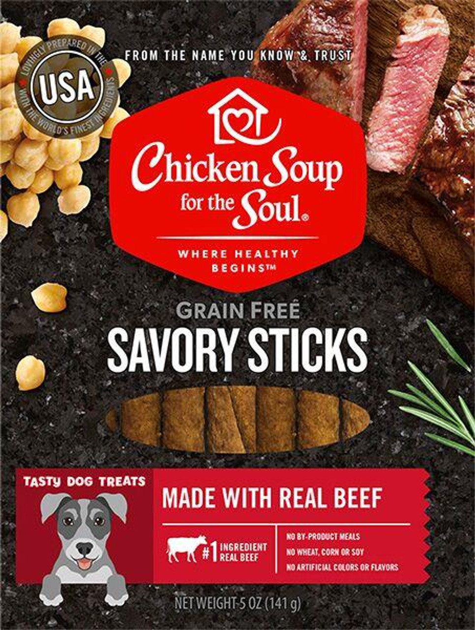 Chicken Soup For The Soul Grain Free Beef Savory Sticks， 5 Oz.