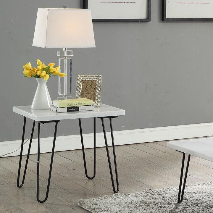 ACME Telestis End Table in Marble and Black