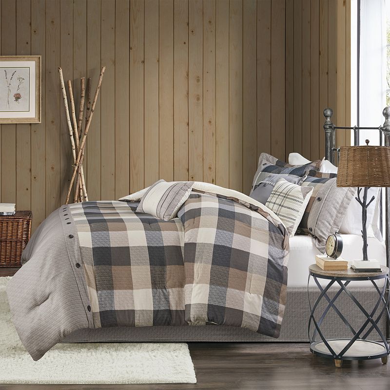 Madison Park Pioneer 7-piece Plaid Comforter Set with Throw Pillows