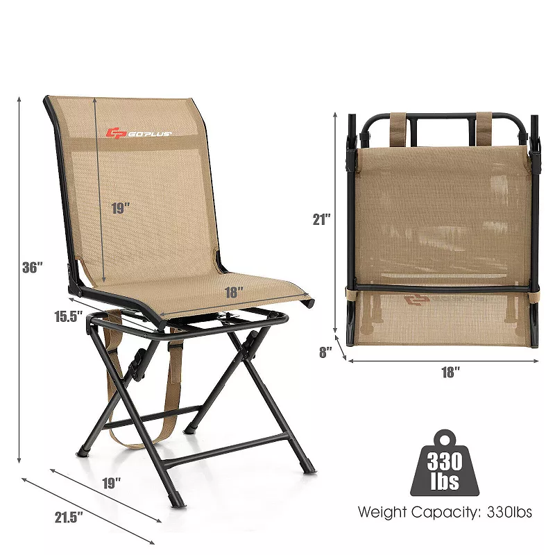 All-weather Outdoor Foldable 360-Degree Swivel Chair with Iron Frame