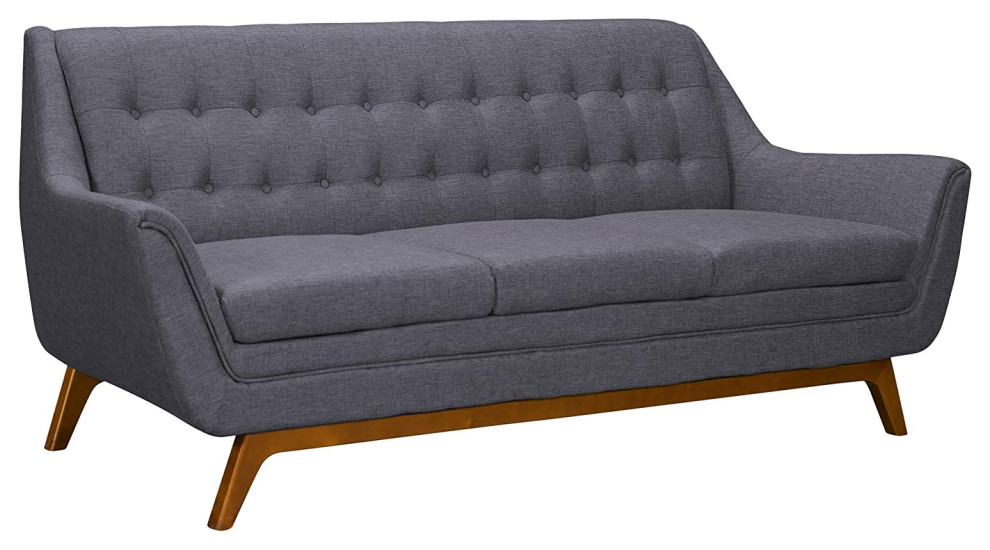 Mid Century Sofa  Champagne Finished Legs With Dark Grey Seat  ampTufted Backrest   Midcentury   Sofas   by Decor Love  Houzz