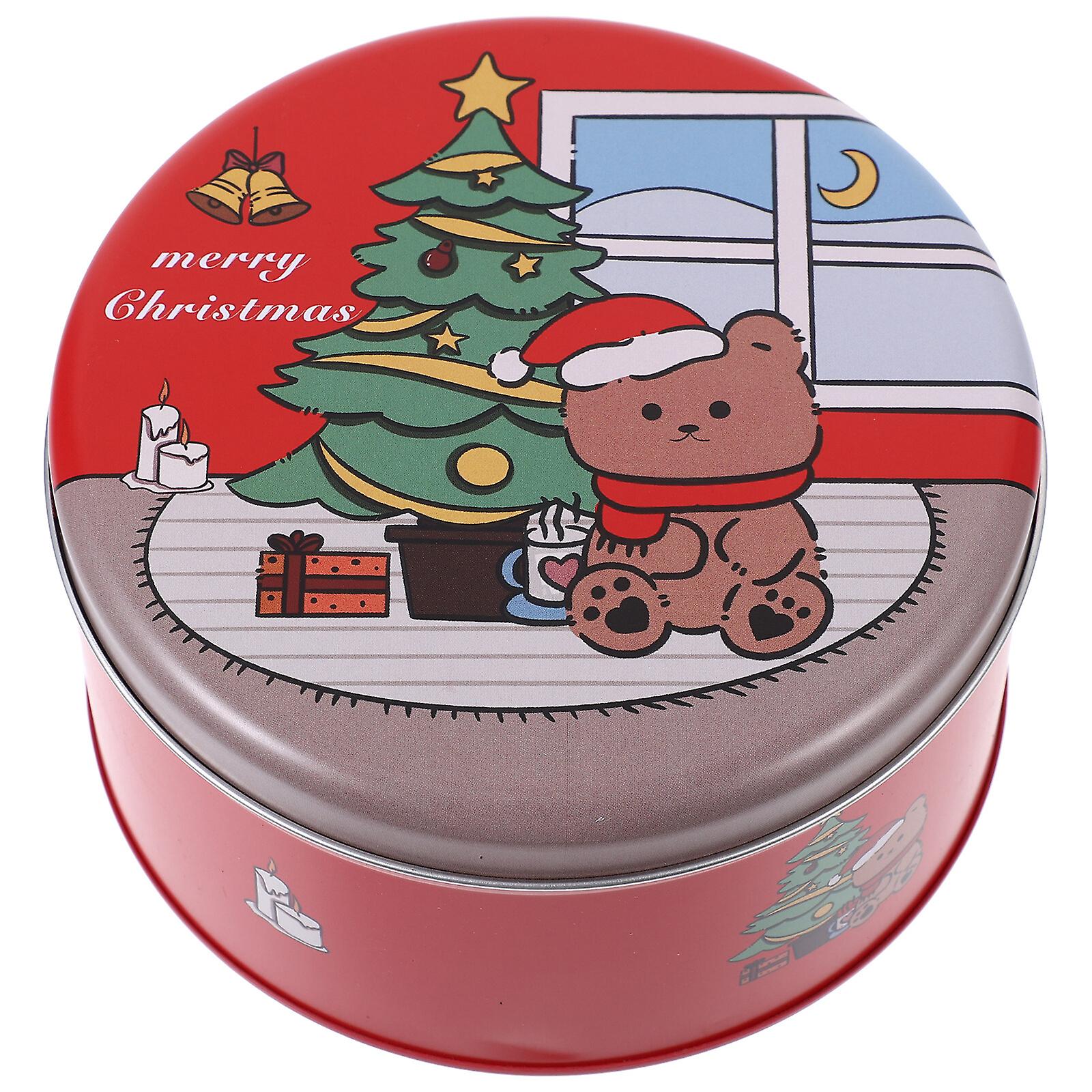 Christmas Cookie Tin Festive Cookie Packing Box Holiday Gift Candy Storage Box