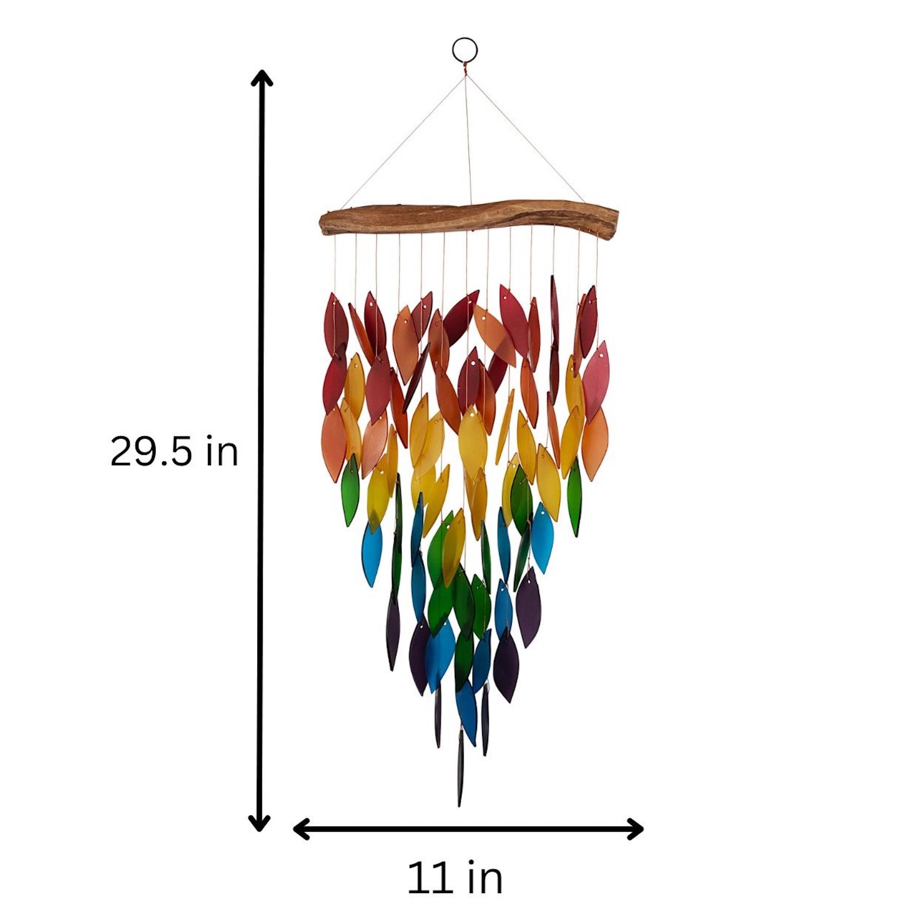 Blue Handworks Glass Wind Chime Deluxe Rainbow Waterfall Wind Chime for Outside