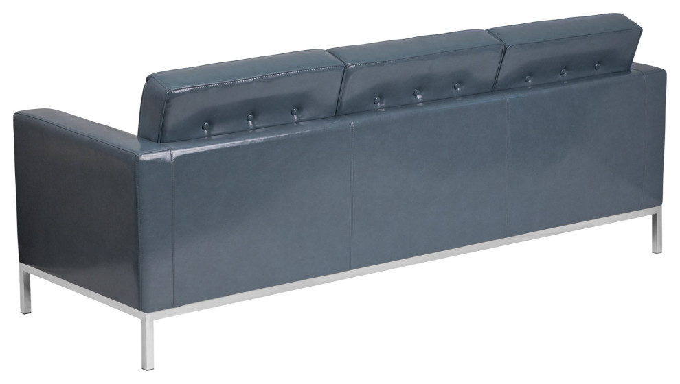 Elegant Sofa  Stainless Steel Base  ampFaux Leather Seat With Deep Tufting   Contemporary   Sofas   by Decorn  Houzz