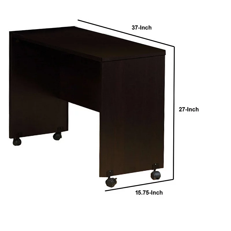 Stylish Dark Brown Finish Desk Return With Spacious Display Top.