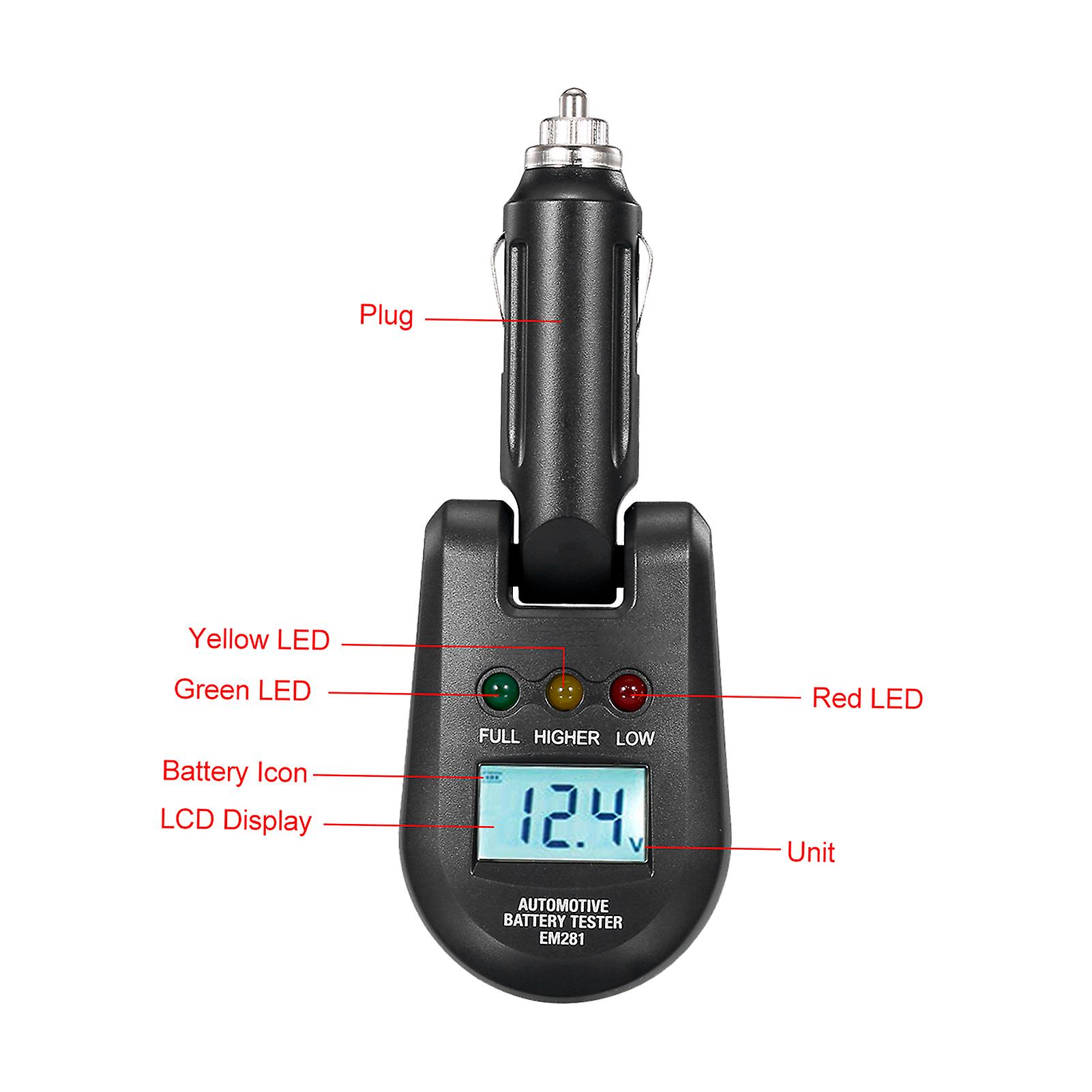 Black 12-24v Auto Car Testing Battery Meter Lcd Load Test Battery Condition and Alternator Charging