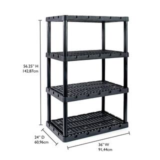 GRACIOUS LIVING Black 24 in. x 56.25 in. x 36 in. Knect-A-Shelf 3-Tier Plastic Light Duty Interlocking Storage Shelving Unit 91085-1C