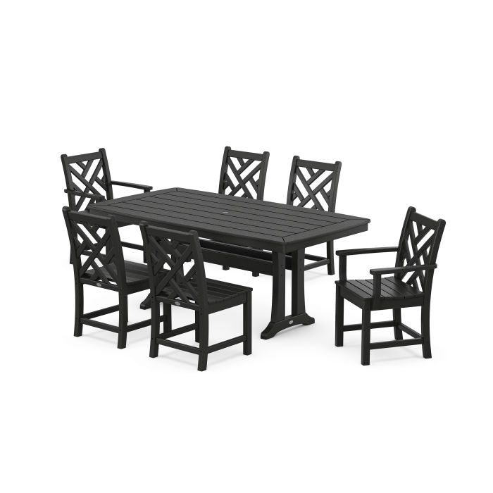 Polywood Chippendale 7-Piece Dining Set with Trestle Legs PWS636-1