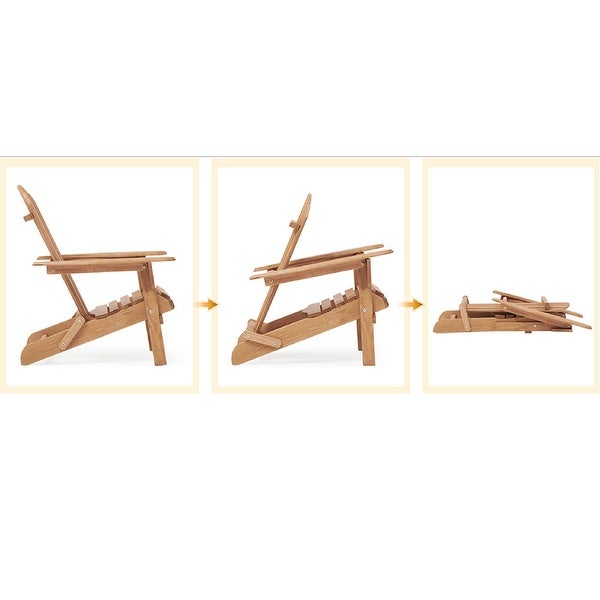 2 Piece Wooden Folding Adirondack Chair，For Outdoor - Overstock - 37594472