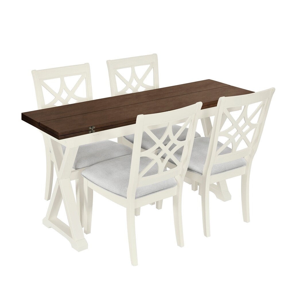 Rubber Wood Dining Table Set with X shape Legs