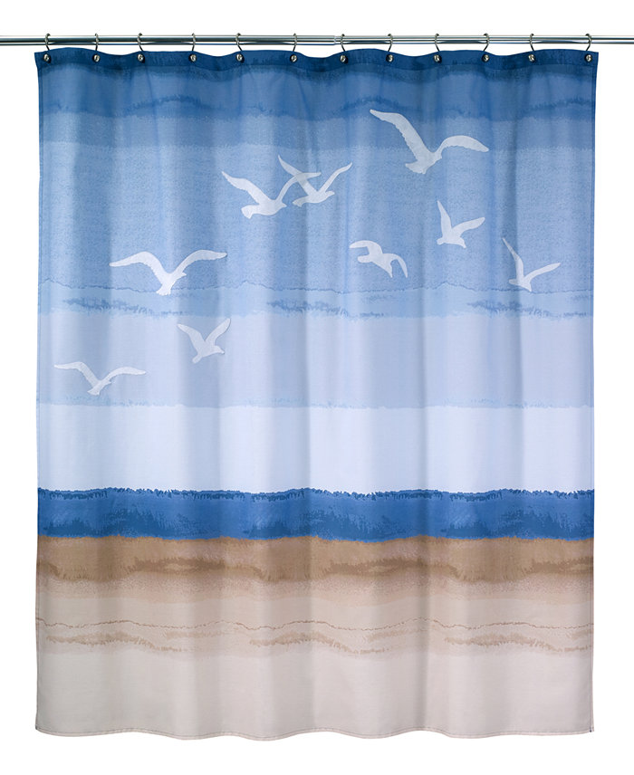 Avanti Seagulls by the Seashore Printed Shower Curtain 72 x 72