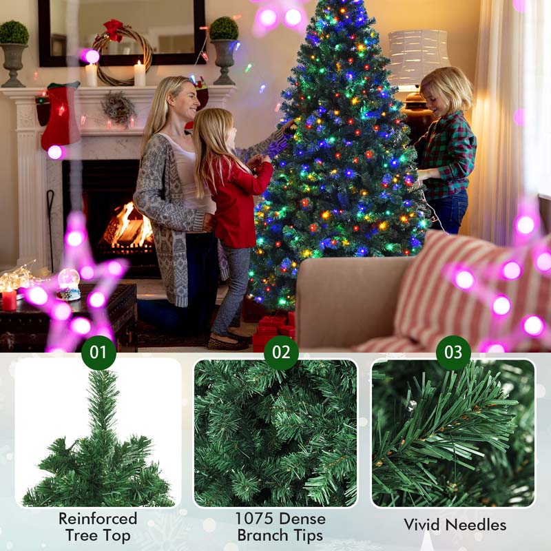 7.5 FT Pre-Lit Artificial Spruce Christmas Tree with 550 Multicolor Lights & 1075 Hinged Branch Tips