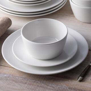 Noritake Colorscapes White-on-White Swirl Porcelain 12-Piece Coupe Dinnerware Set (Service for 4) 43813-12E