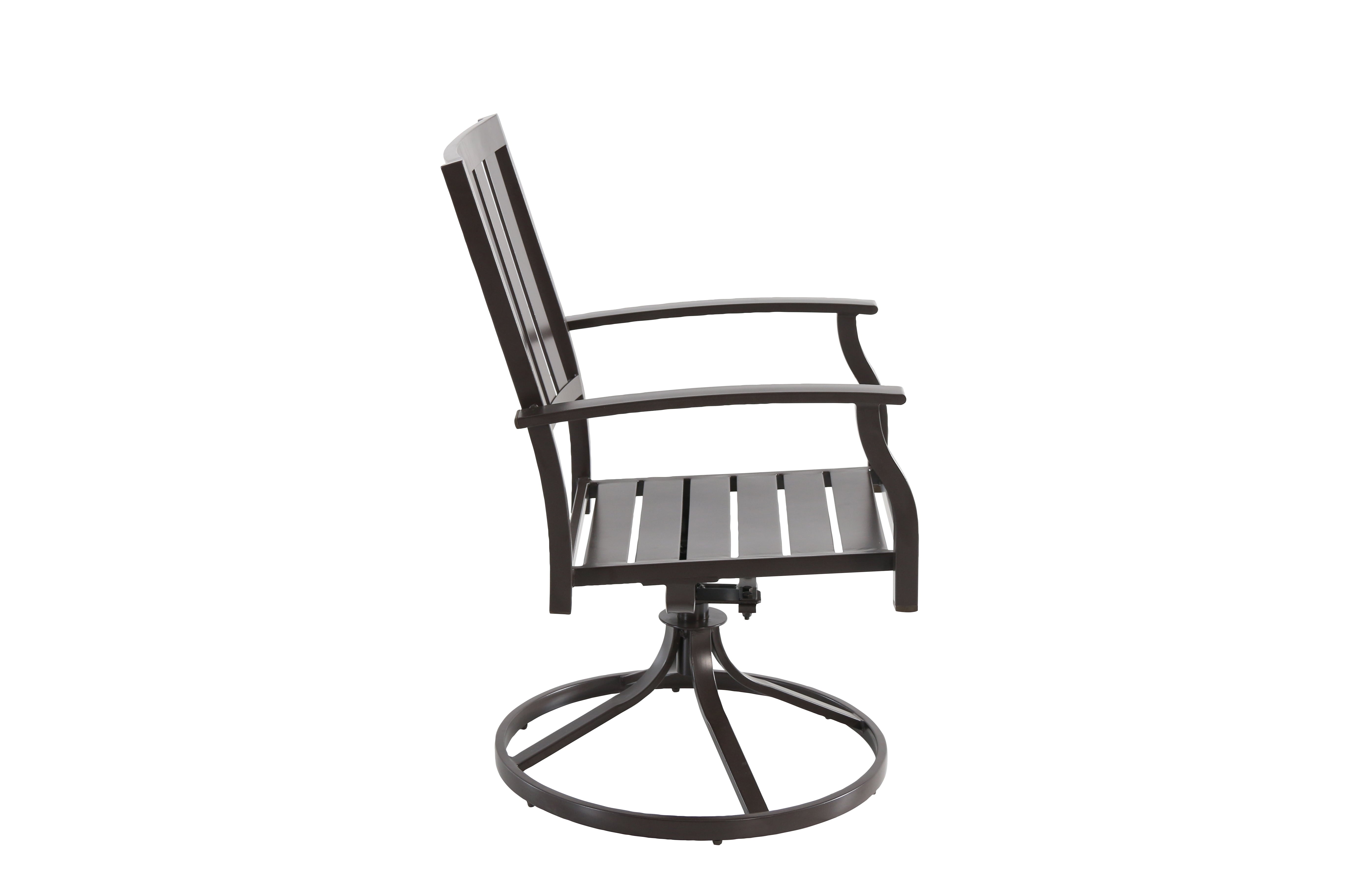 Better Homes & Gardens Camrose Farmhouse Brown Steel Outdoor Patio Swivel Chairs, Set of 2