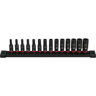 MW SHOCKWAVE 14 in. Drive Metric Deep Well 6 Point Impact Socket Set (14-Piece) 49-66-7003