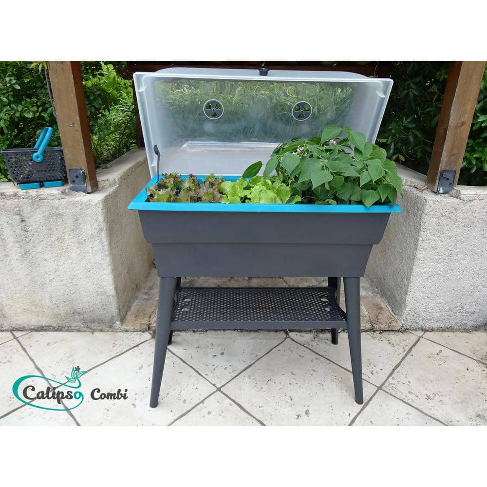 Bosmere English Garden Combi 32 in. L x 15 in. W x 39 in. H Self Watering Plastic Raised Garden Bed with Lid L775