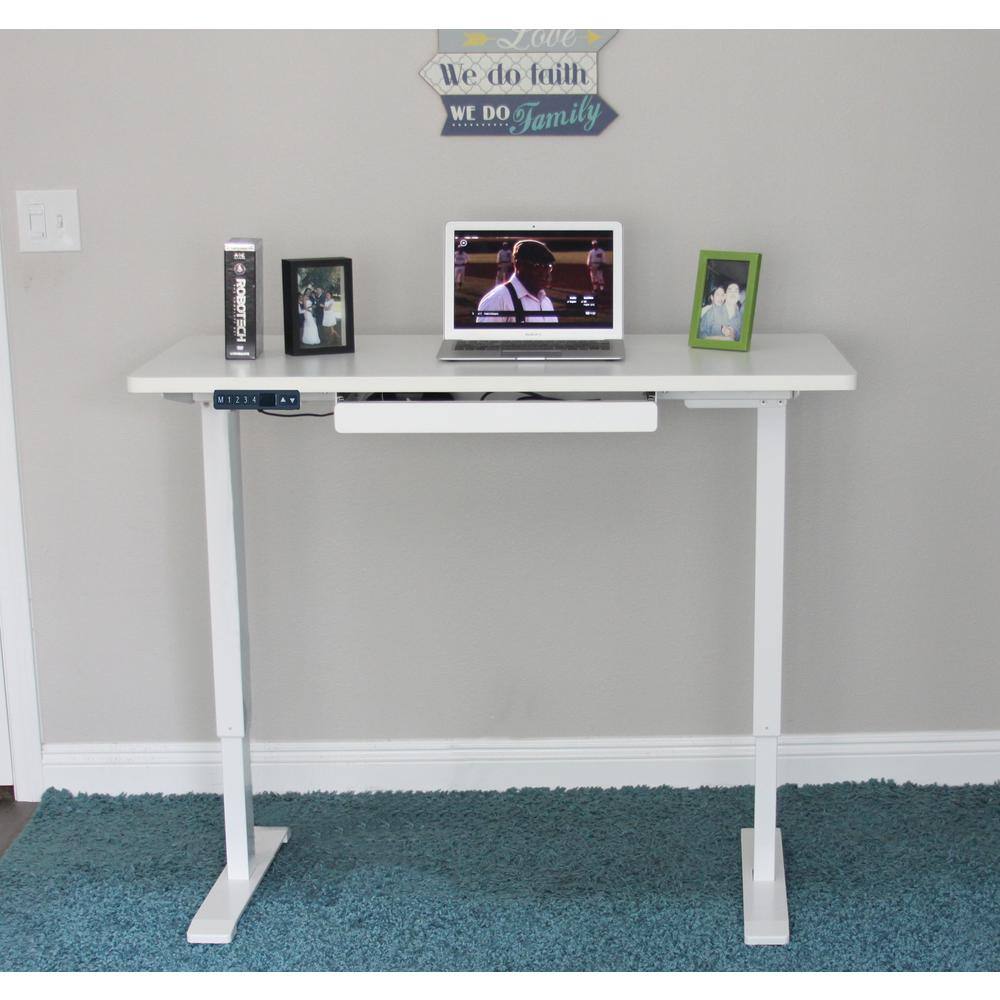 Motionwise 48 in. Rectangular White 1 Drawer Standing Desk with Adjustable Height Feature SDG48W