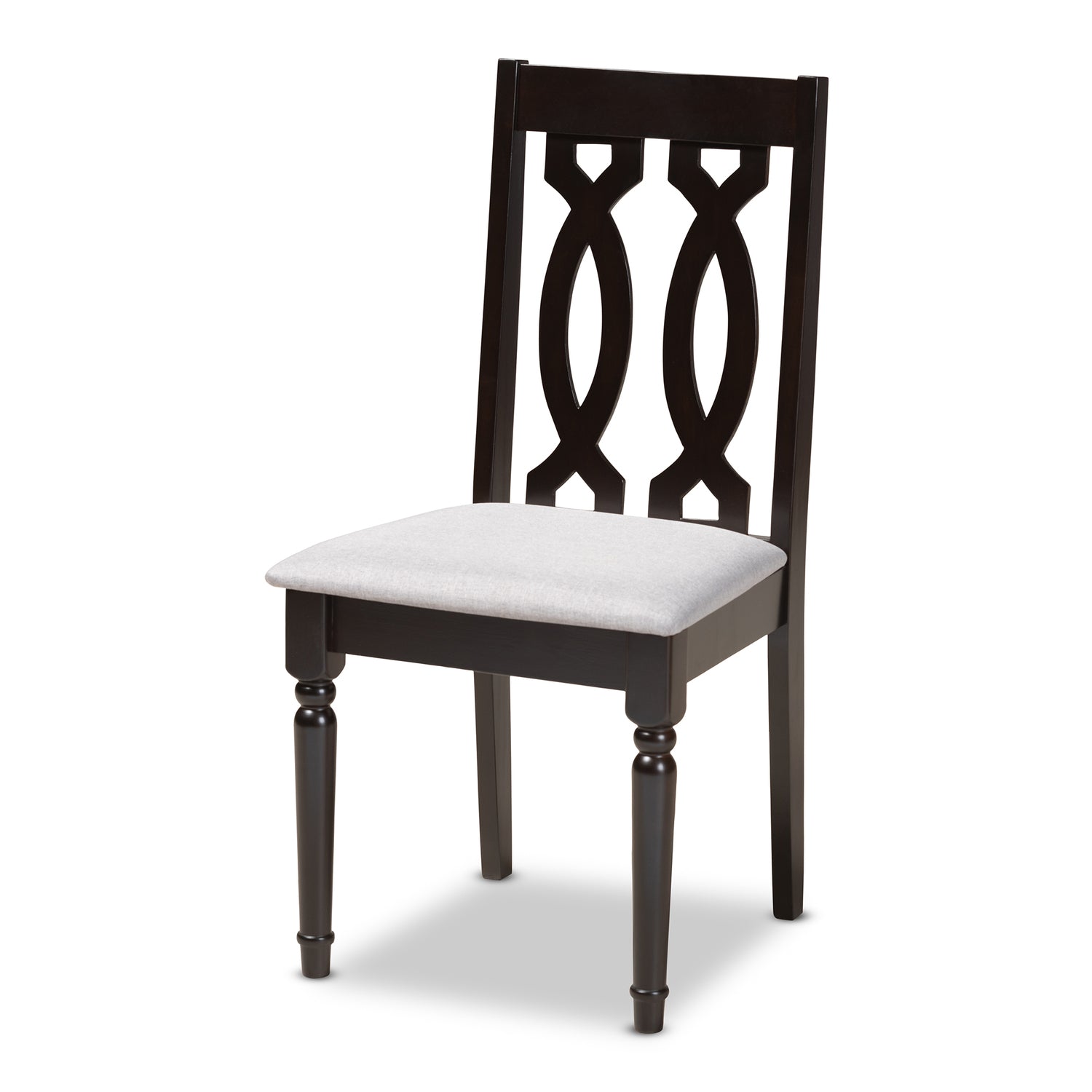 Baxton Studio Cherese Modern and Contemporary Grey Fabric Upholstered Espresso Brown Finished Wood Dining Chair