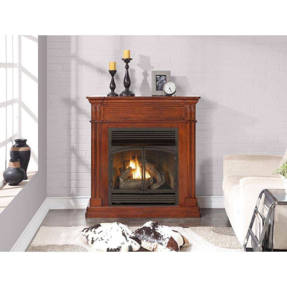 Duluth Forge Dual Fuel Ventless Gas Fireplace - 32000 BTU T-Stat Control Autumn Spice Finish 170122