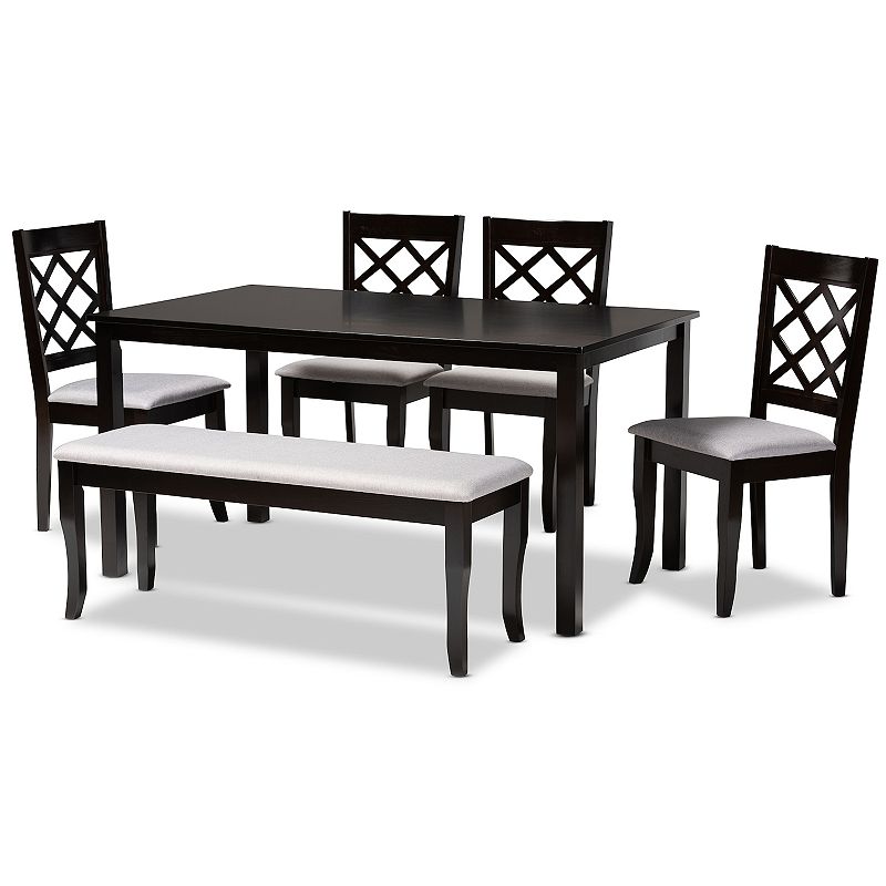 Baxton Studio Andor Dining Table， Bench and Chair 6-piece Set