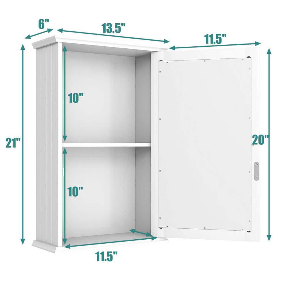 CASAINC 135 in W Surface Wall Mount Bathroom Wall Cabinet with Single Mirror Door in White