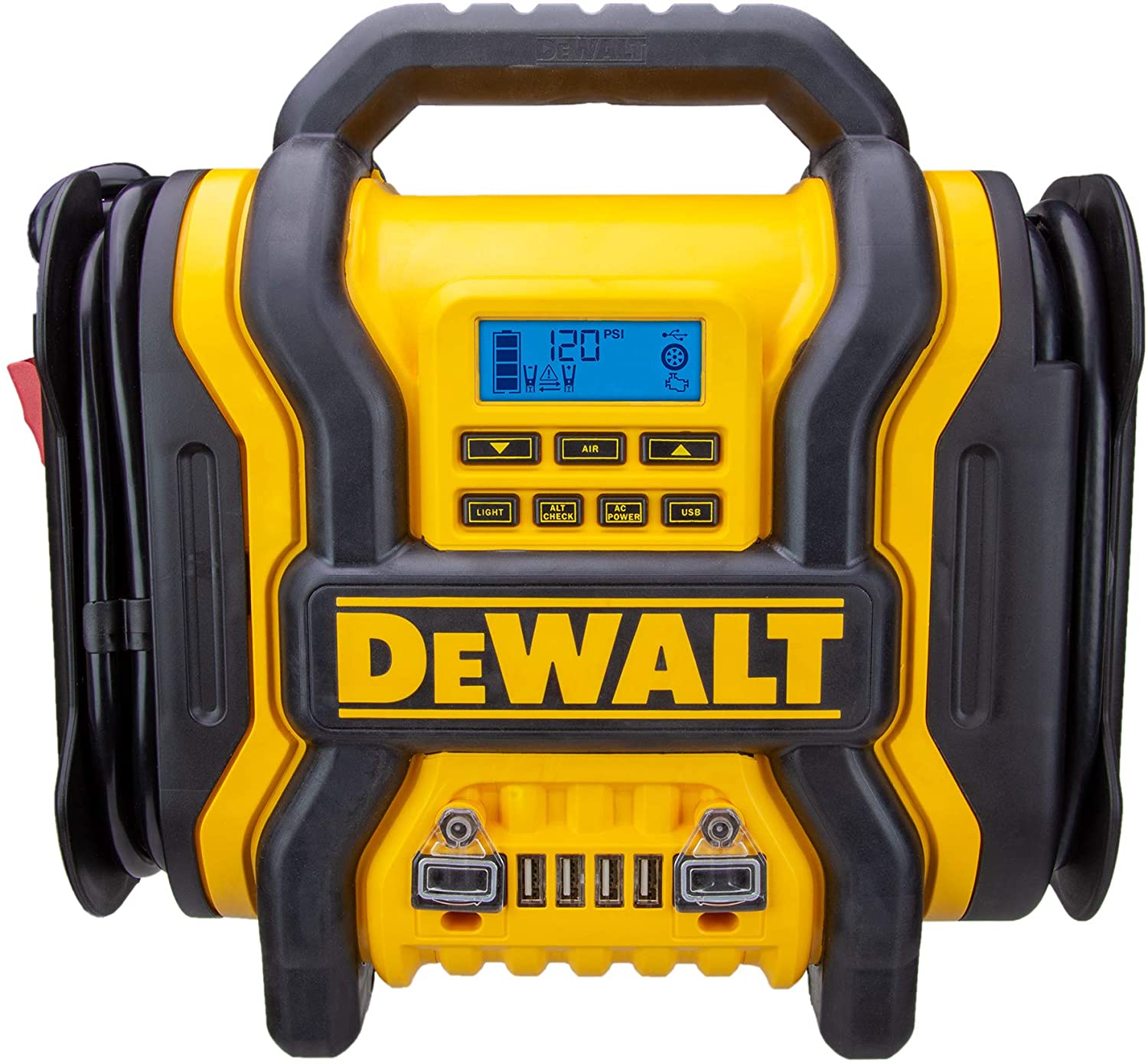 DEWALT DXAEPS14 1600 Automotive Jump Starter/Power Station with AC Power Inverter， Digital Compressor